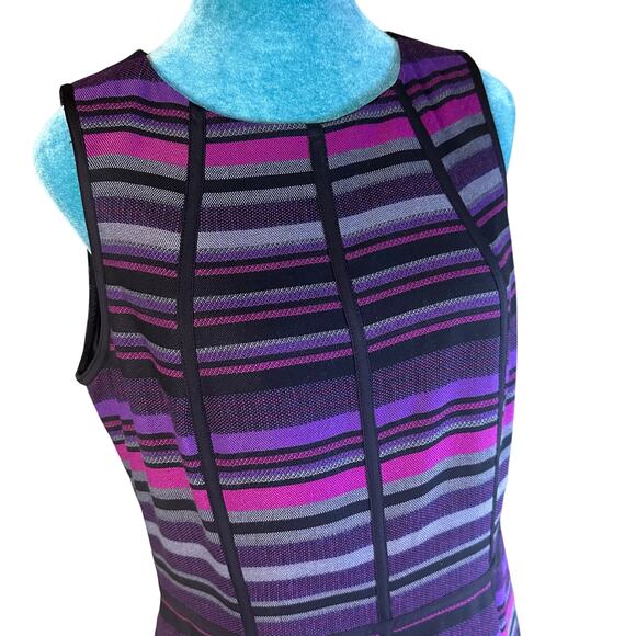 Anne Kleine Women 10 a-line dress fully lined piping Black purple sleeveles - Picture 2 of 12